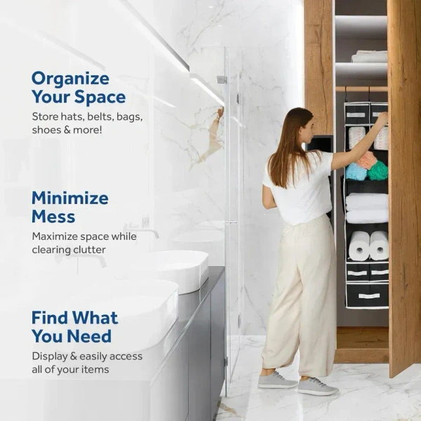 9 Shelf Hanging Closet Organizer With 5 Drawer Organizers
