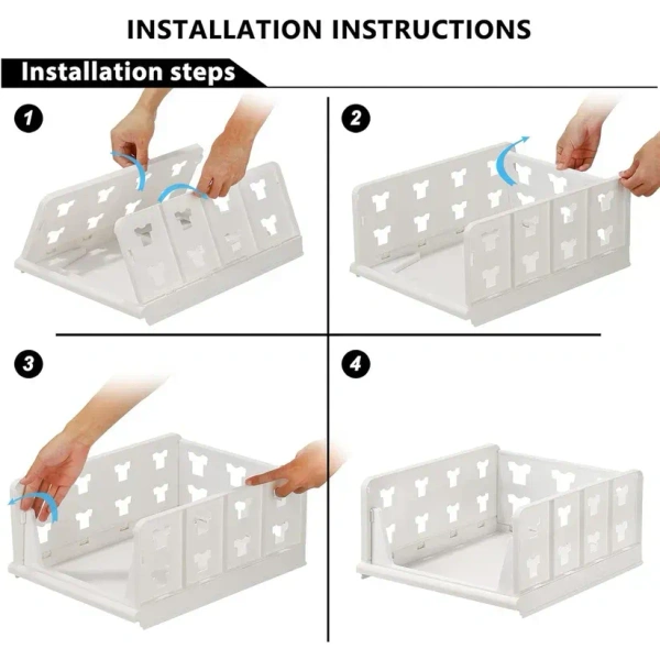 4 Layer Stackable Multifunctional Storage,For Clothes Foldable Drawer Shelf Basket Utility Cart Rack Storage Organizer Cart For Kitchen, Pantry Closet, Bedroom, Bathroom, Laundry (4 Layer 1 Pc)