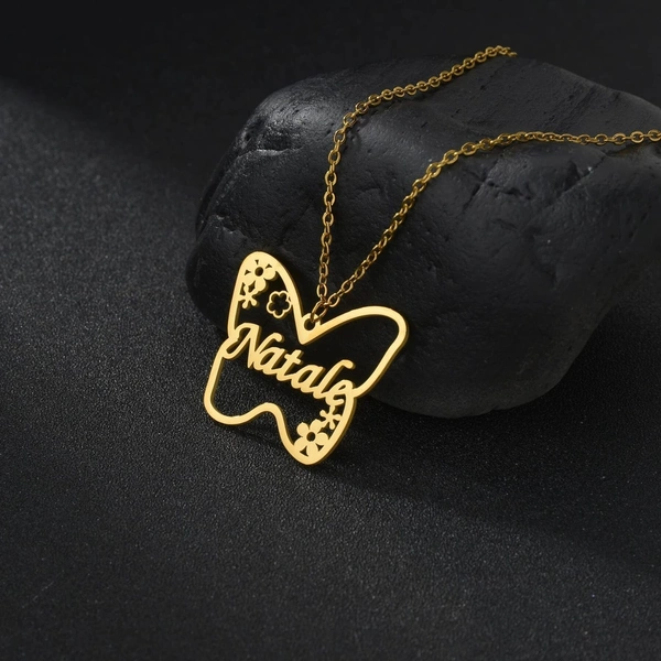 Flower Butterfly Name Necklace