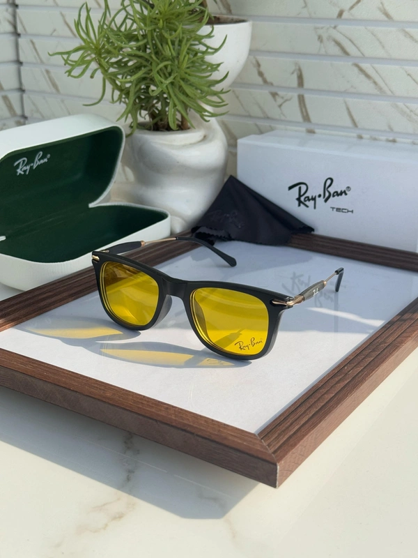 Unisex UV Protected Yellow Lens Square Sunglasses