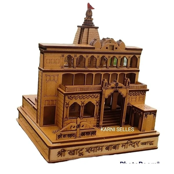GOLD CRAFT Khatu Shyam ji 3D Wood Tempal for Office Decoration,and Gift and car Dashboard - KARNI SELLES