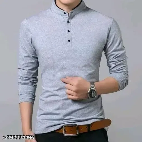 Men Fashion Solid Mandarin Collar Polyester T-Shirt | Men Full Sleeve Casual Regular Fit T Shirt | Stylish Trendy Solid Men Mandarin Collar Full Sleeves Combo T-Shirt for Men | Mandarin collar t-shirt - XL