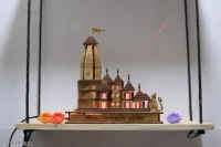 Haridwar Divine Diwali Special Wooden Ram Mandir Ayodhya 3D Model Wooden Temple with Light