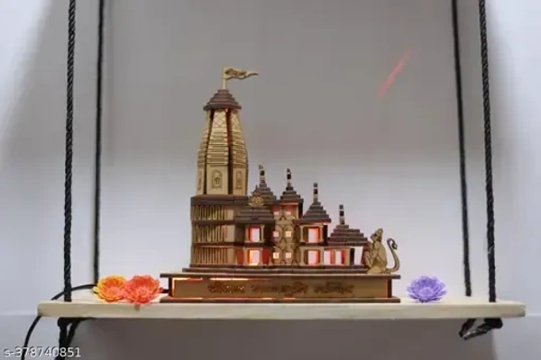 Haridwar Divine Diwali Special Wooden Ram Mandir Ayodhya 3D Model Wooden Temple with Light