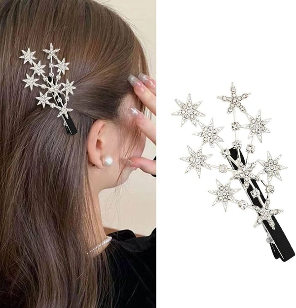 🌟 Beautiful Big Star Pin for Girls & Women | Stylish Hair Accessory & Brooch only silver colour SR_1185