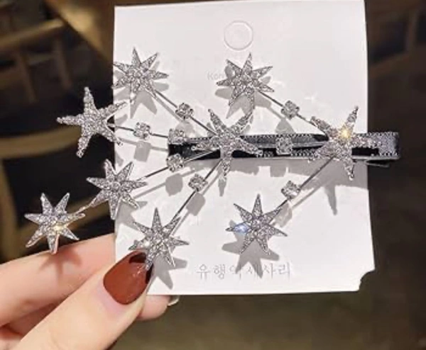 🌟 Beautiful Big Star Pin for Girls & Women | Stylish Hair Accessory & Brooch only silver colour SR_1185