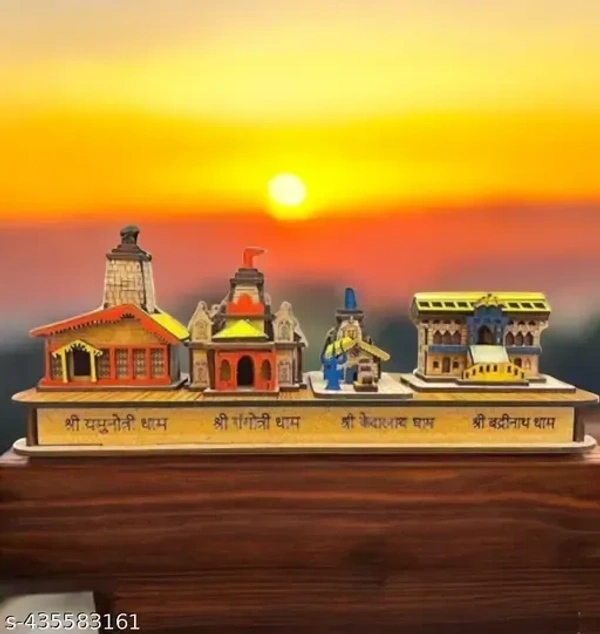 ANI DIVINE 3D Chaar Dham Durable Wooden Temples || Kedarnath , Badrinath , Gangotri , Yamunotri Religious Set for Home Puja, Spiritual Blessings, Mandir Decor, Devotion, Peace, Prosperity