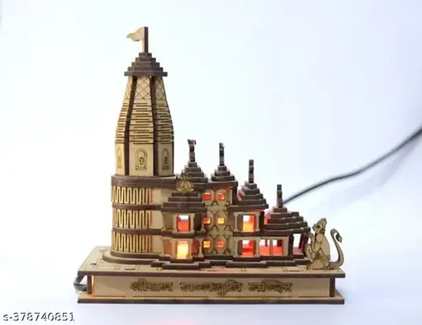 Haridwar Divine Diwali Special Wooden Ram Mandir Ayodhya 3D Model Wooden Temple with Light