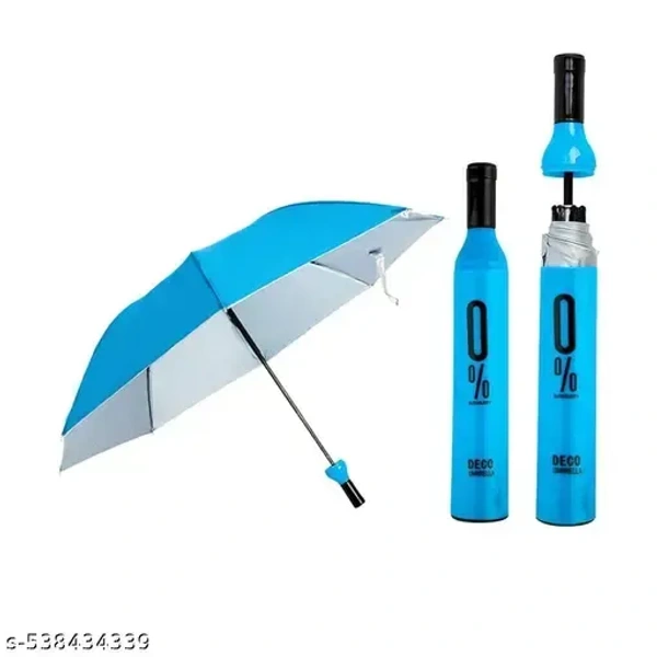 Unisex Windproof Double Layer Umbrella with Bottle Cover for UV Protection and Rain (Multicolour) Pack of 1