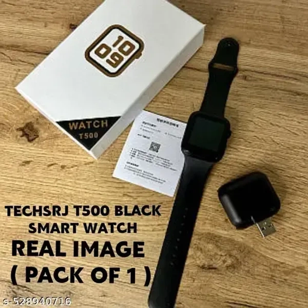 TECHSRJ. T-500 Smartwatch Bluetooth Smart Wrist Watch For Smartphones,Bluetooth Smart Unisex Watch For Boys, Girls, Mens And Womens,Smart Watch (Black)