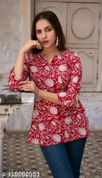 Women Printed Pure Cotton Short Kurta - XL