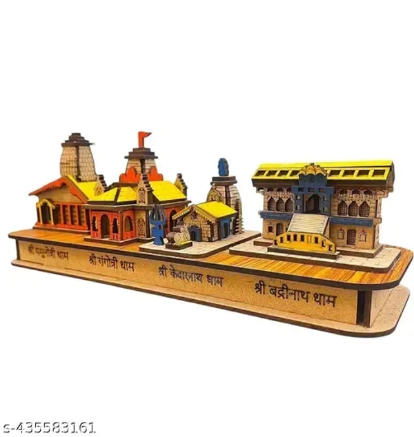 ANI DIVINE 3D Chaar Dham Durable Wooden Temples || Kedarnath , Badrinath , Gangotri , Yamunotri Religious Set for Home Puja, Spiritual Blessings, Mandir Decor, Devotion, Peace, Prosperity