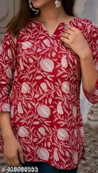Women Printed Pure Cotton Short Kurta - XL