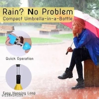 Unisex Windproof Double Layer Umbrella with Bottle Cover for UV Protection and Rain (Multicolour) Pack of 1