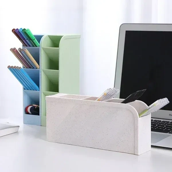 4 Grid Desktop Pen Cum Cosmetic Holder, Pen Holder, 4 Compartment Office Desk Organizer, Stationary & Makeup Brush Organizer
