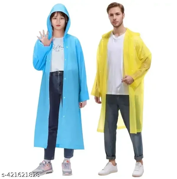 Pack of 2 Unisex Waterproof Raincoat with Hood Cap For Outdoor Travel Portable Suit