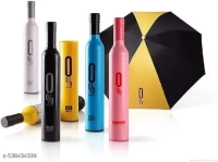 Unisex Windproof Double Layer Umbrella with Bottle Cover for UV Protection and Rain (Multicolour) Pack of 1
