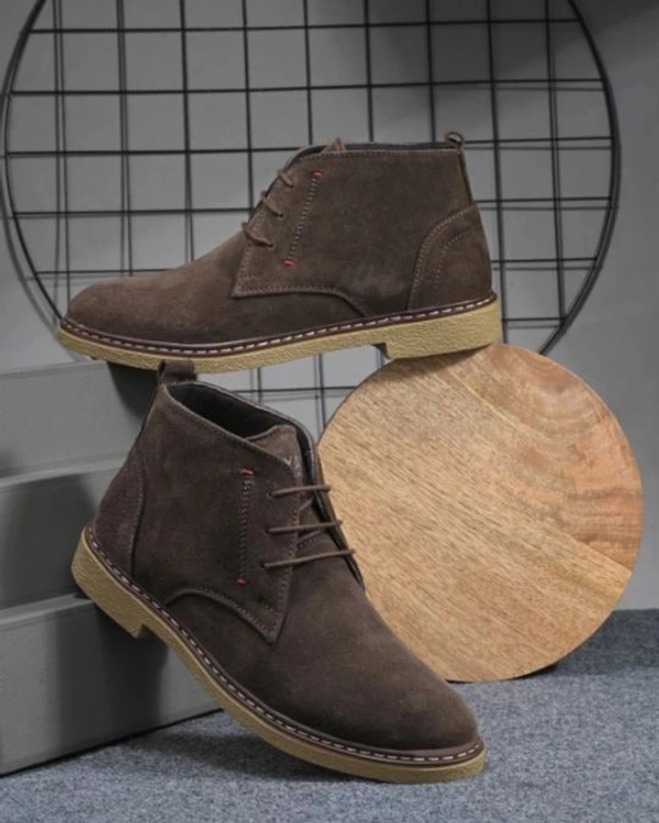 Men Mid-Top Solid Suede Desert Boots For Men - 9