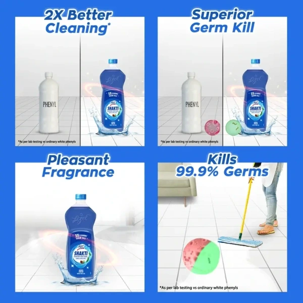 Lizol Shakti Disinfectant Floor Cleaner Aqua Fresh  (900 ml) - 900ml, Lizol