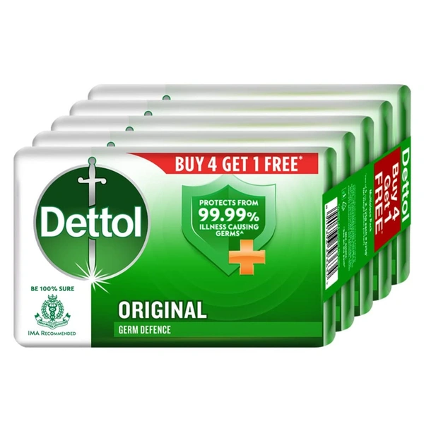 Dettol Original Germ Protection Bathing Soap Bar 125x5 - 125x5, Dettol