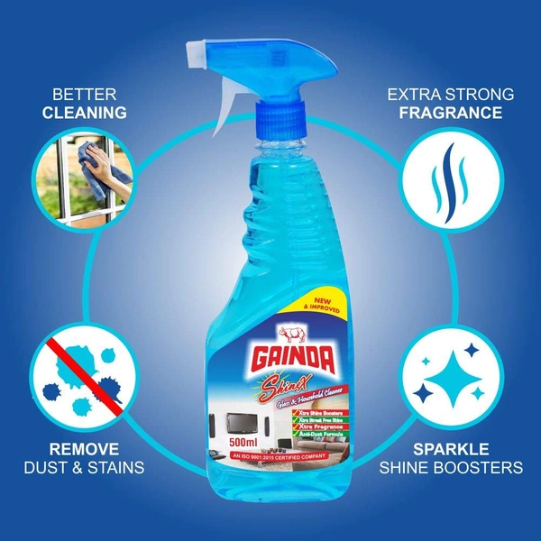 Gainda ShineX Glass Cleaner – Sparkling Clean Mirrors & Surfaces Instantly (500ml) - 500ml, Gainda