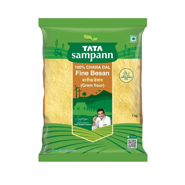 ata Sampann 100% Chana Dal Fine Besan 1Kg - 1Kg, Tata