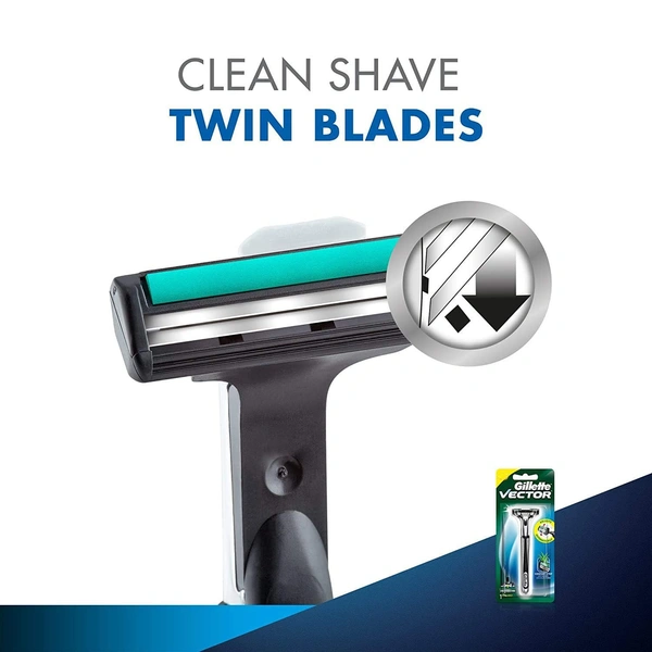 Gillette Vector Plus Manual Shaving Razor - ‎ 8.5 x 2.7 x 19.5 cm, 30g, Gillette