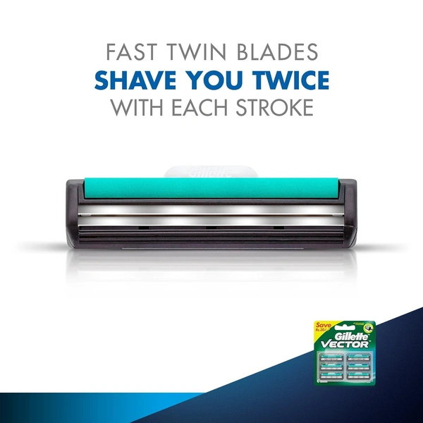Gillette Vector Plus Manual Shaving Razor - ‎ 8.5 x 2.7 x 19.5 cm, 30g, Gillette
