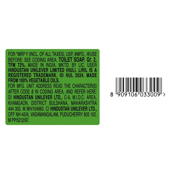 Liril Lime Soap,Refreshing Bathing Soap(Pack of 4) - 125 x 4, Lirill
