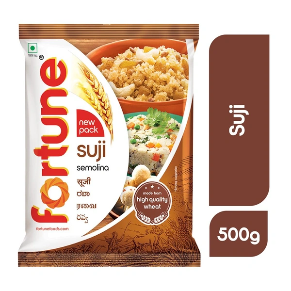 FORTUNE Suji Pouch,500 Gram - 500g, Fortune