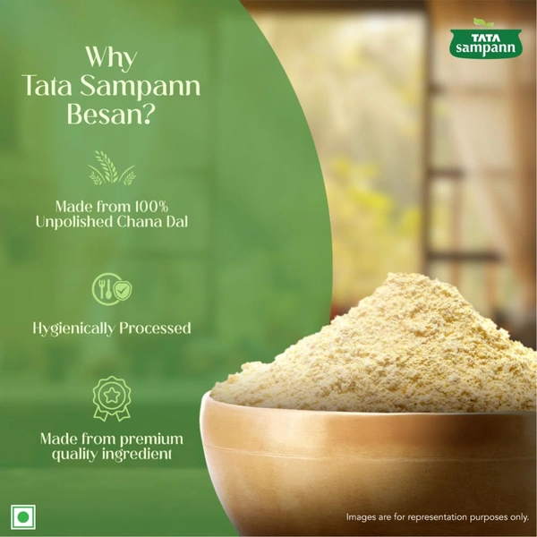 ata Sampann 100% Chana Dal Fine Besan 1Kg - 1Kg, Tata