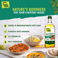 Tata Simply Better Pure & Unrefined Cold Pressed Groundnut (Peanut) Oil,Naturally Cholesterol Free,1L,Groundnut - 910g, tata