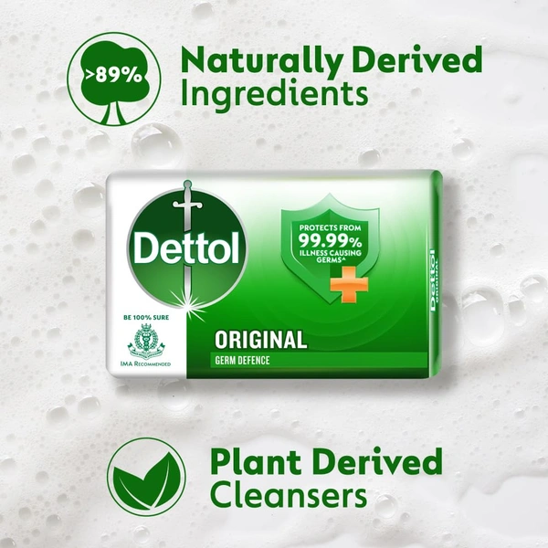 Dettol Original Germ Protection Bathing Soap Bar 125x5 - 125x5, Dettol