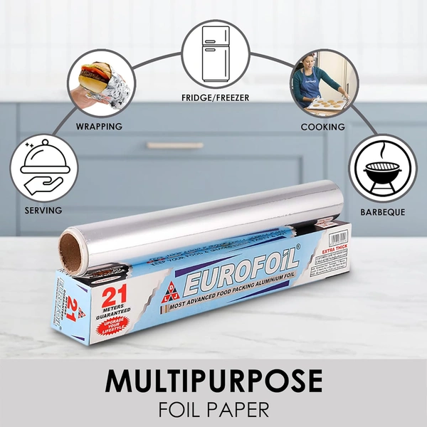 Eurofoil Food Wrap Aluminium Foil 21 Mtr - 21Mtr, Eurofoil