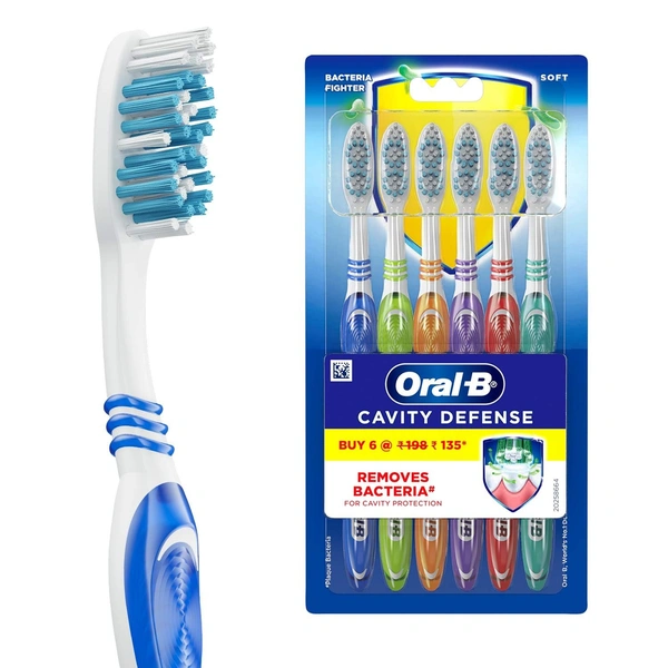 Oral-B Cavity Defense Toothbrush – Soft Bristles, Dentist Recommended(Pack of 6) - Oral B