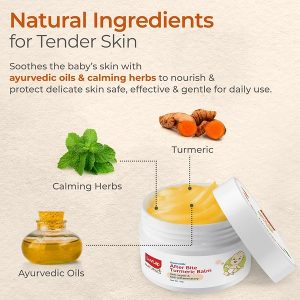 LuvLap Naturals After Bite Turmeric Balm with Pudina, Gives relief from Rashes, Mosquito & insect Bites, 100% Ayurvedic, Dermatologically Tested, 25g  - 25g, luvlap