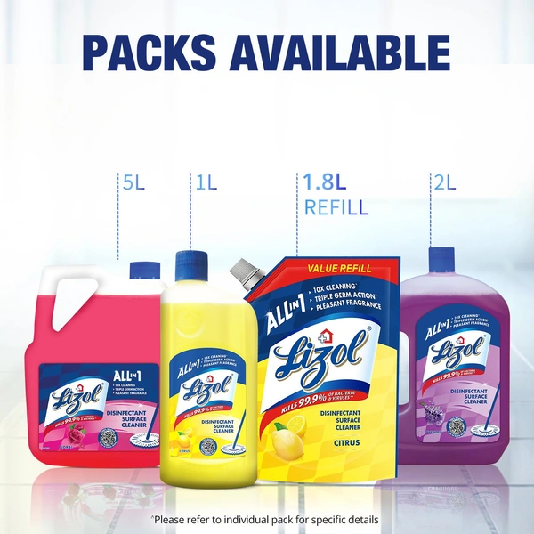 Lizol Disinfectant Surface & Floor Cleaner Liquid, Lavender - 625ml  - 625ml, Lizol