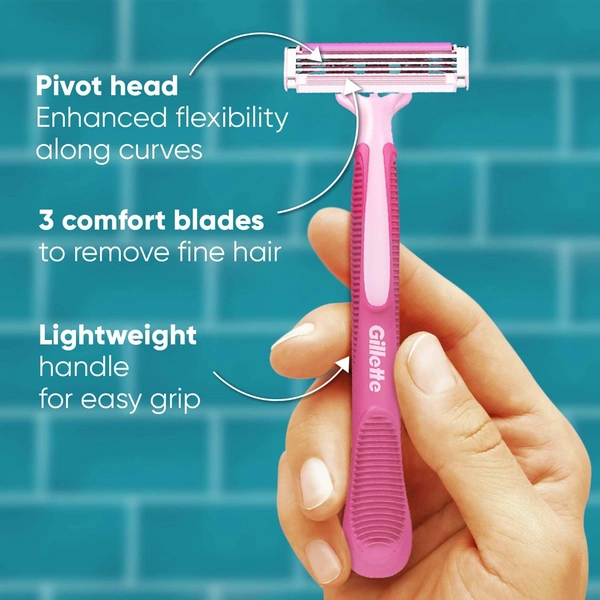 Gillette Simply Venus 3 Hair Removal Razors for Women  - 5.7 x 2.4 x 14.2 cm, 10g, Gillette