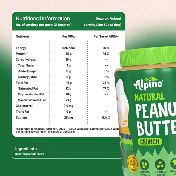 ALPINO Natural Peanut Butter Crunch - 400g - 400g, Alpino