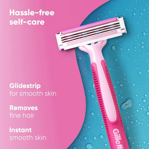 Gillette Simply Venus 3 Hair Removal Razors for Women  - 5.7 x 2.4 x 14.2 cm, 10g, Gillette