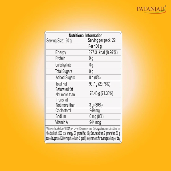 Patanjali Pure Danedar Cow Ghee with Rich Aroma 500ml Jar - 500g, Patanjali
