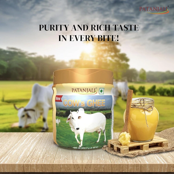 Patanjali Pure Danedar Cow Ghee with Rich Aroma 500ml Jar - 500g, Patanjali