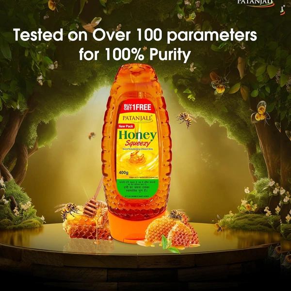 Patanjali Honey Squeezy,Natural Honey (400g x 2) - 400x2, Patanjali