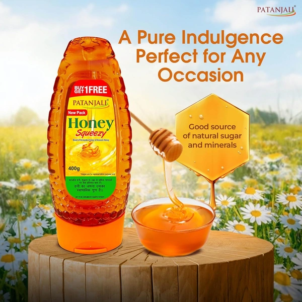 Patanjali Honey Squeezy,Natural Honey (400g x 2) - 400x2, Patanjali