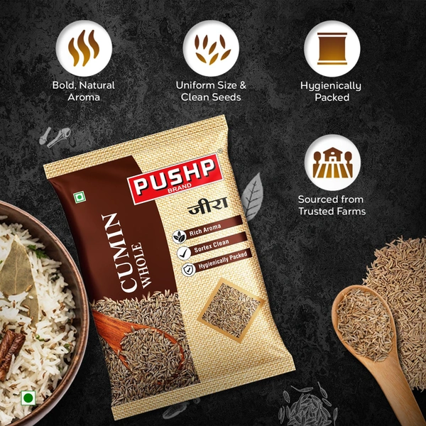 Pushp Whole Jeera Premium Cumin Seeds 500g - 500g, Pushp