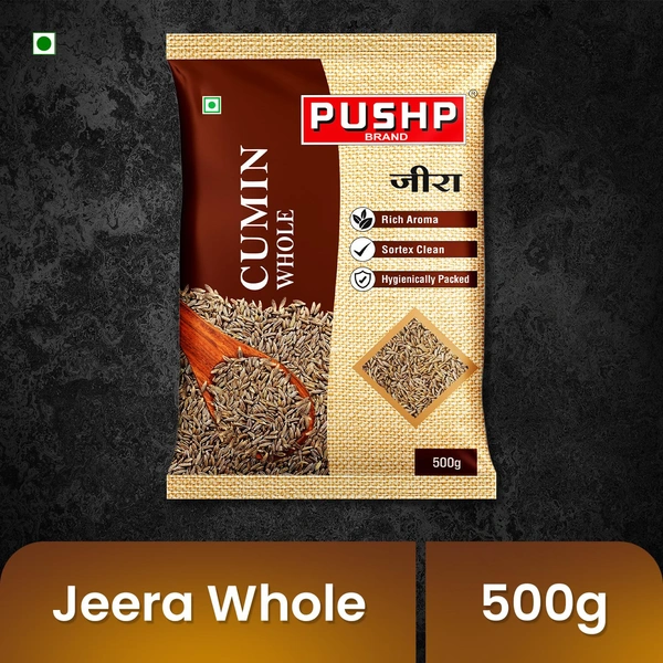 Pushp Whole Jeera Premium Cumin Seeds 500g - 500g, Pushp