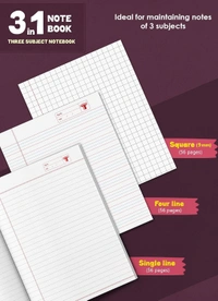 Three Subject Notebook -172 Pages  - 18 X 24 (57GSM) - 172 Pages