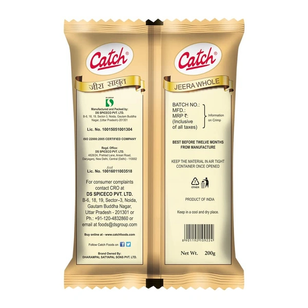 Catch Cumin Whole | Jeera Whole, 200g - 200g, Catch