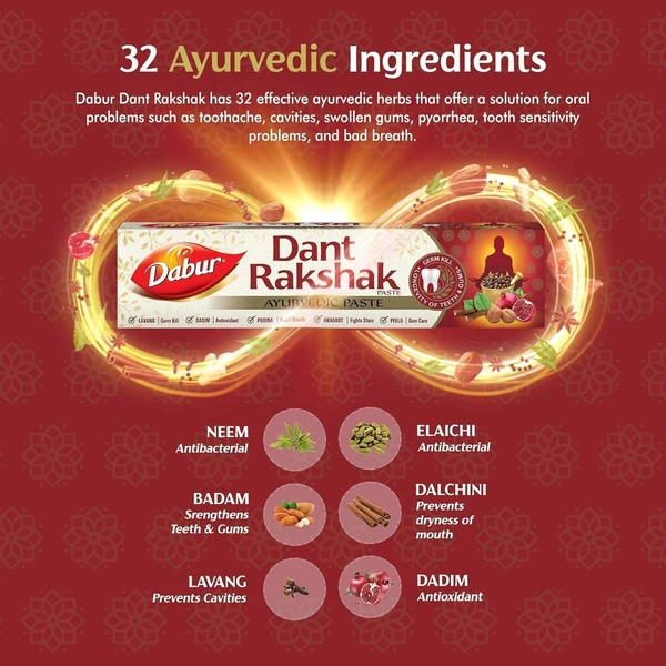 Dabur Dant Rakshak Tooth Paste -(175g x 2) - 175gx2, Dabur