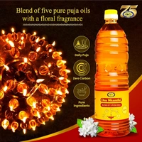 Om Shanthi Pooja Oil (पंच पूजा तेल) , Blend Of 5 Puja Oils With Jasmine Fragrance - 1 Liter - 1 Liter, Cycle Pure